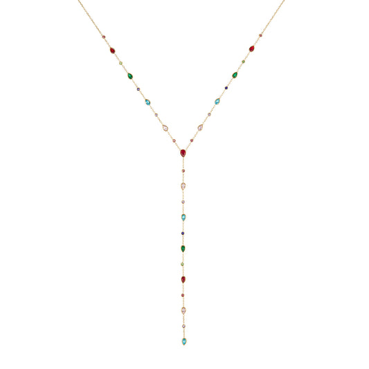 Araminta Rainbow Gold Droplet Necklace