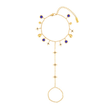 Ariella Gold Blue Stacking Star Hand Chain