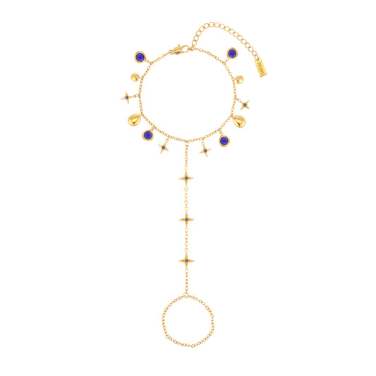 Ariella Gold Blue Stacking Star Hand Chain