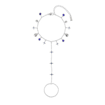Ariella Silver Blue Stacking Star Hand Chain