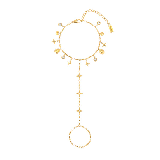 Ariella Gold Crystal Stacking Star Hand Chain