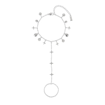 Ariella Silver Crystal Stacking Star Hand Chain