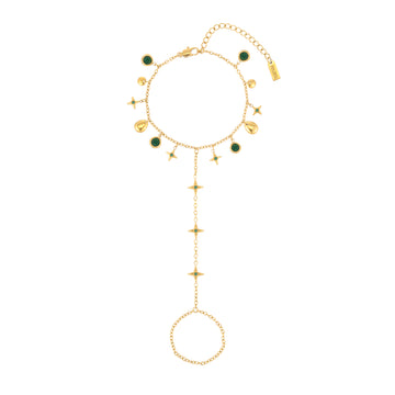 Ariella Gold Green Stacking Star Hand Chain