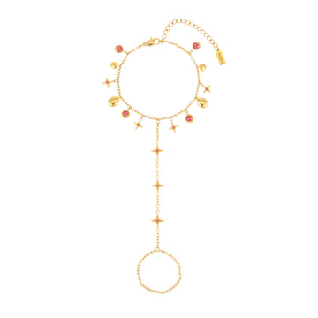Ariella Gold Pink Stacking Star Hand Chain
