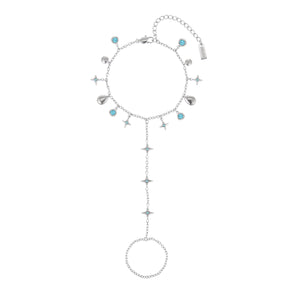 Ariella Silver Turquoise Stacking Star Hand Chain