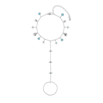 Ariella Silver Turquoise Stacking Star Hand Chain