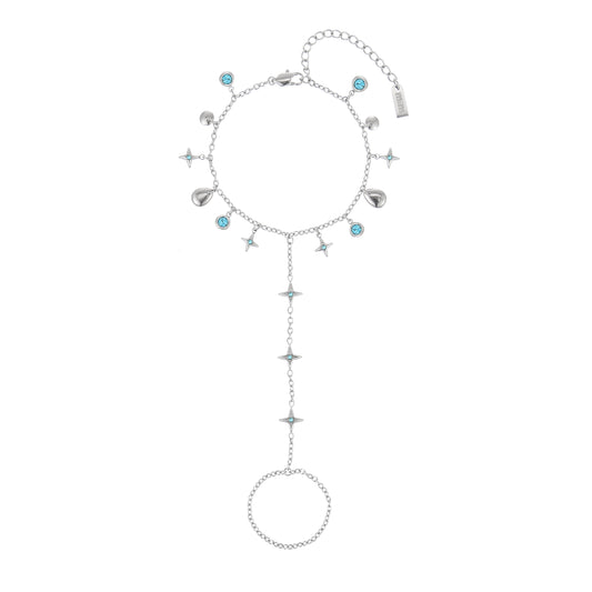 Ariella Silver Turquoise Stacking Star Hand Chain