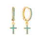 Camilla Turquoise Gold Cross Huggie Earrings