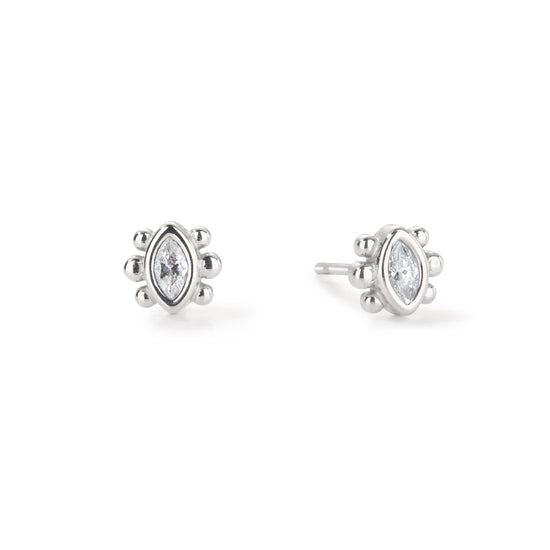 Francesca Stud Earrings Silver & Crystal
