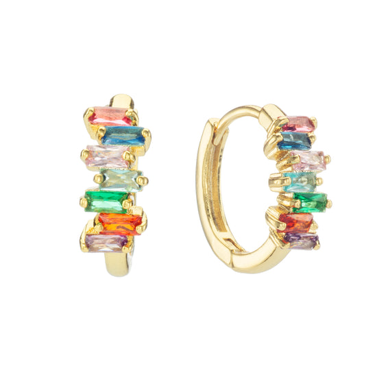 Hailey Gold Rainbow Huggie Earrings