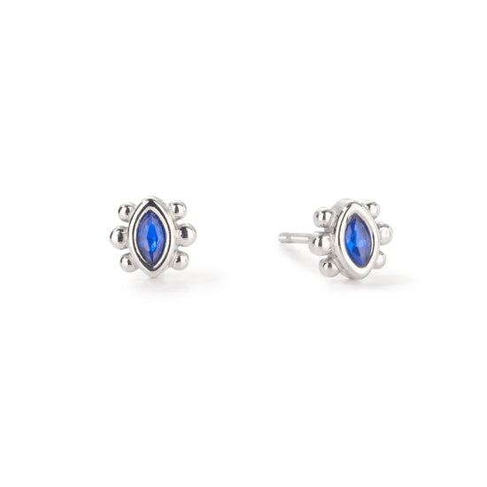 Francesca Stud Earrings Silver & Blue