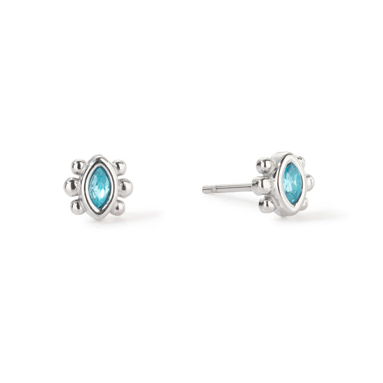 Francesca Stud Earrings Silver & Turqouise