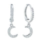 Tori Silver Crystal Moon Huggie Earrings