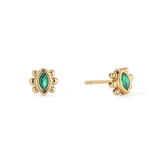 Francesca Stud Earrings Gold & Green
