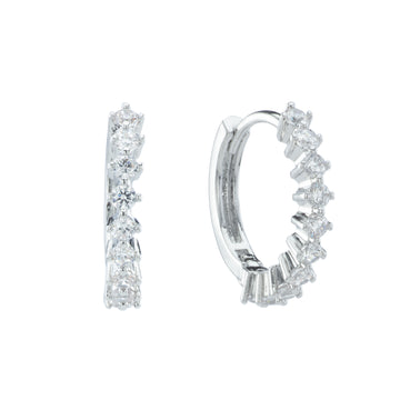 Mimi Crystal Silver Original Huggie Earrings