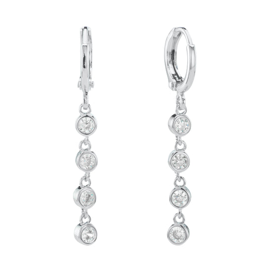 Samara Silver Crystal Droplet Huggie Earrings