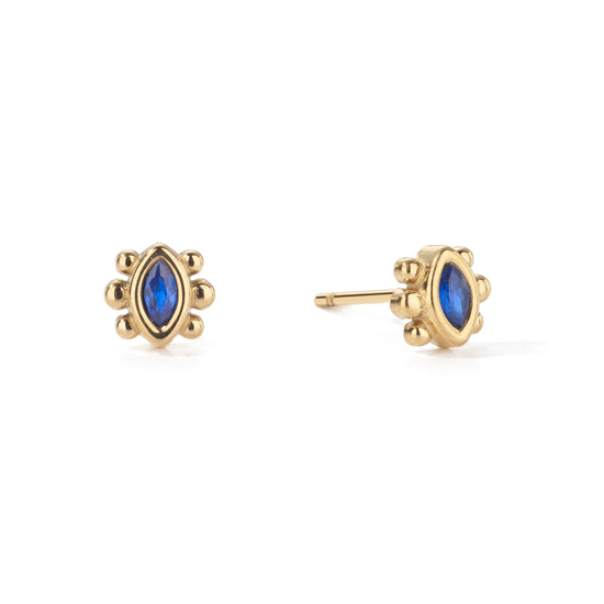 Francesca Stud Earrings Gold & Blue