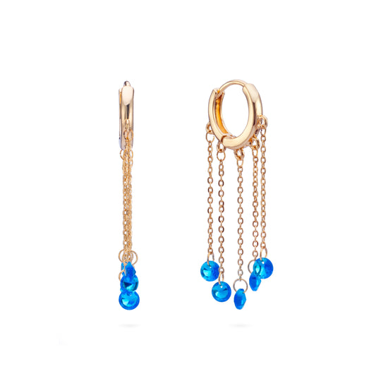 Alisa Gold Blue Huggie Earrings