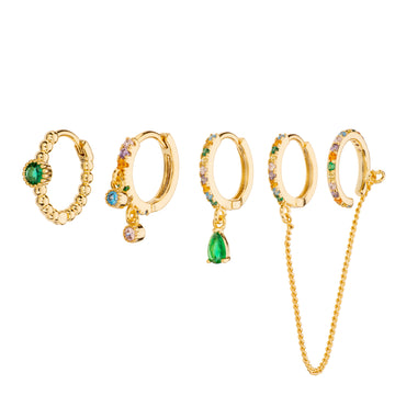 Anna Gold Rainbow Huggie Earring Stacker Set