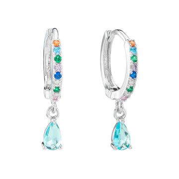 Ottillie Silver Rainbow Raindrop Huggie Earrings