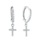 Camilla Silver Crystal Cross Huggie Hoops