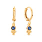 Trinity Gold Blue Gem Droplet Huggie Earrings