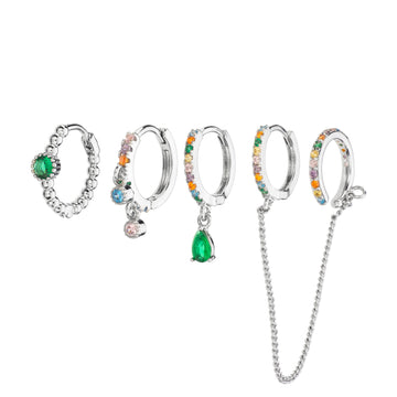 Anna Silver Rainbow Huggie Earring Stacker Set