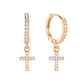 Camilla Crystal Gold Cross Huggie Earrings