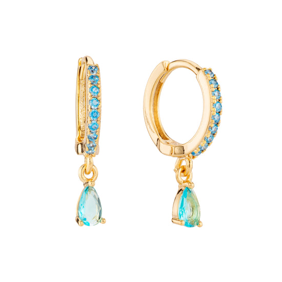 Dakota Turquoise Gold Raindrop Huggie Earrings