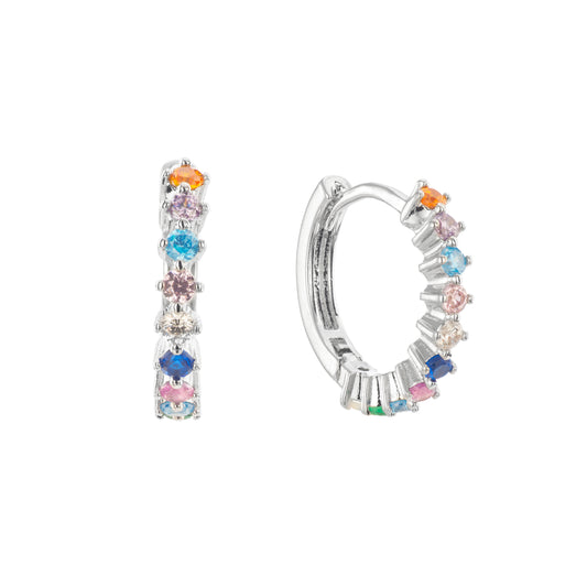 Mimi Silver Rainbow Original Huggie Earrings