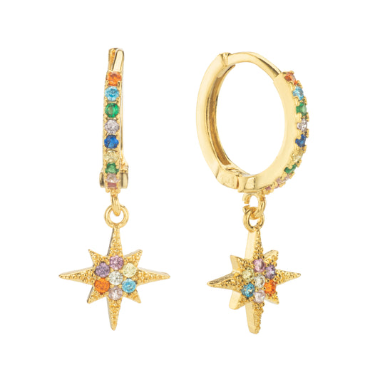 Cosima Gold Rainbow Star Huggie Earrings