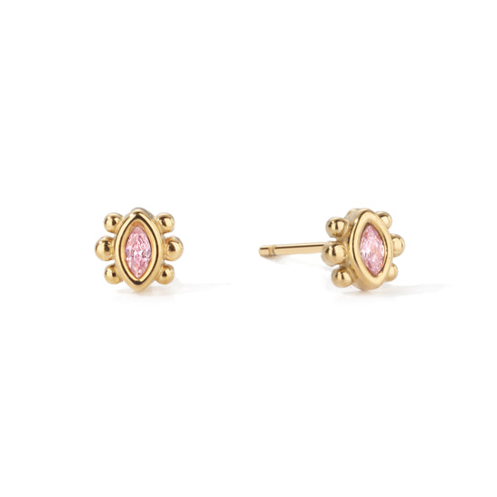 Francesca Stud Earrings Gold & Pink
