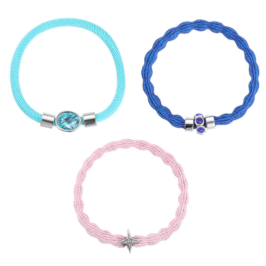 Bijoux De Mimi's Blue & Silver Bracelet Hair Tie Set