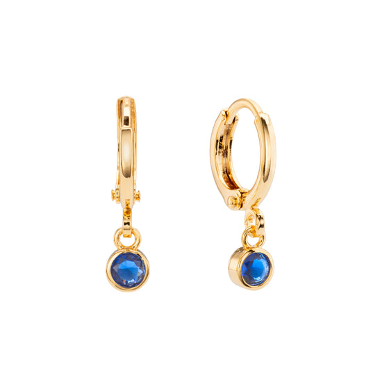 Molly Gold Blue Huggie Hoops