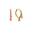 Camelia Gold Pink Dainty Double Gem Huggie Earrings