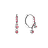 Camelia Silver Pink Dainty Double Gem Huggie Earrings