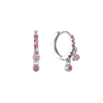 Camelia Silver Pink Dainty Double Gem Huggie Earrings