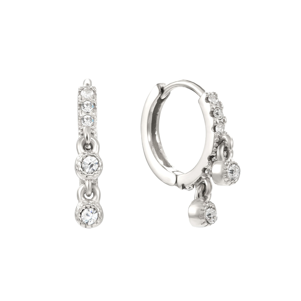 Camelia Crystal Dainty Double Gem Huggie Earrings