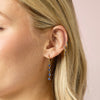 Camelia Blue Gold Dainty Double Gem Huggie Earrings