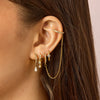 Camelia Crystal Gold Dainty Double Gem Huggie Earrings