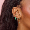 Camelia Green Gold Dainty Double Gem Huggie Earrings