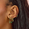 Camelia Green Gold Dainty Double Gem Huggie Earrings