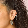Camelia Crystal Silver Dainty Double Gem Huggie Earrings