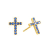 Camilla Cross Stud Earrings Gold & Blue