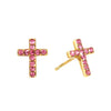 Camilla Cross Stud Earrings Gold & Pink