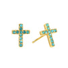 Camilla Cross Stud Earrings Gold & Turqouise