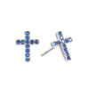 Camilla Cross Stud Earrings Silver & Blue