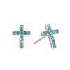Camilla Cross Stud Earrings Silver & Turqouise
