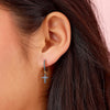 Camilla Blue Gold Cross Huggie Earrings