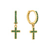 Camilla Green Gold Cross Huggie Earrings